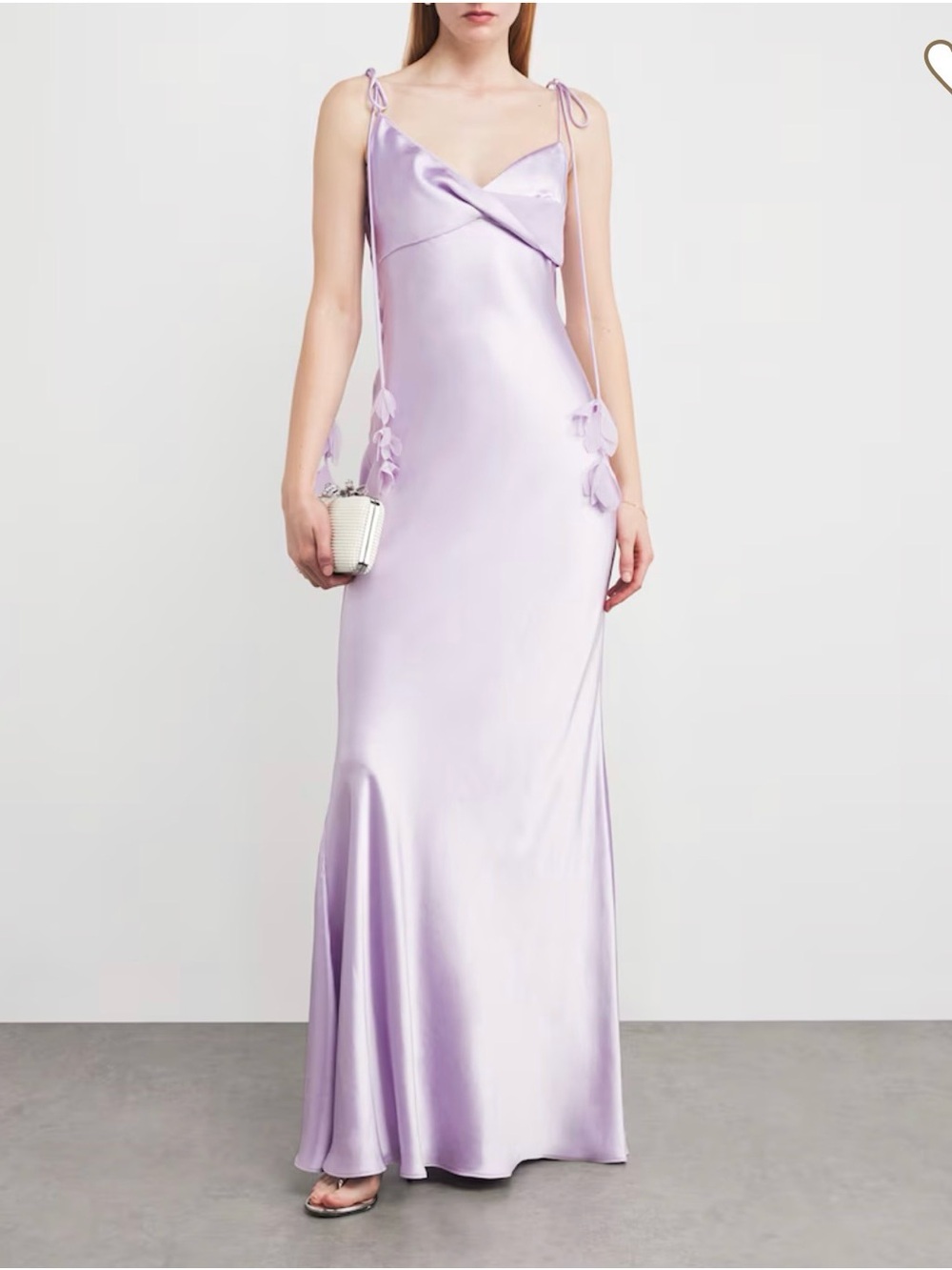 NWT SELF-PORTRAIT Satin Floral Maxi Dress Lavender Purple Size 8